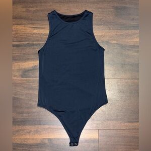 Navy Blue Sleeveless High Neck Bodysuit